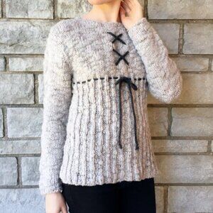 Vintage 100% Wool Pale Gray Knit Sweater